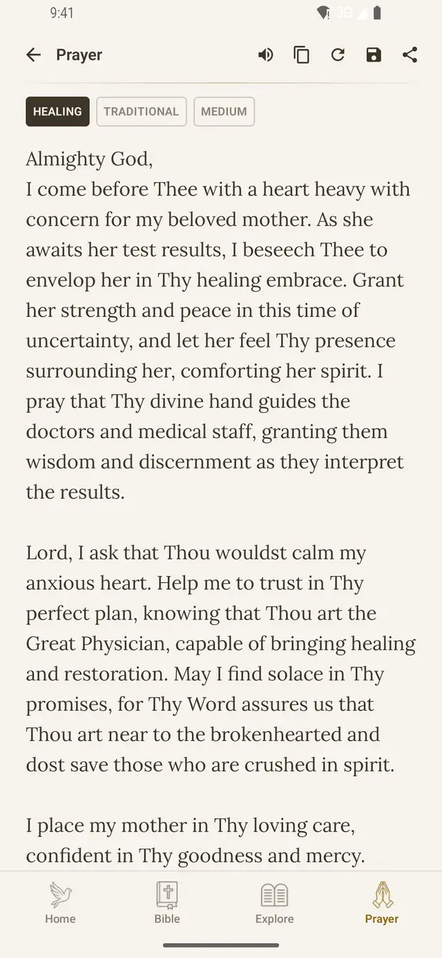 A saved prayer in the PrayerPath journal
